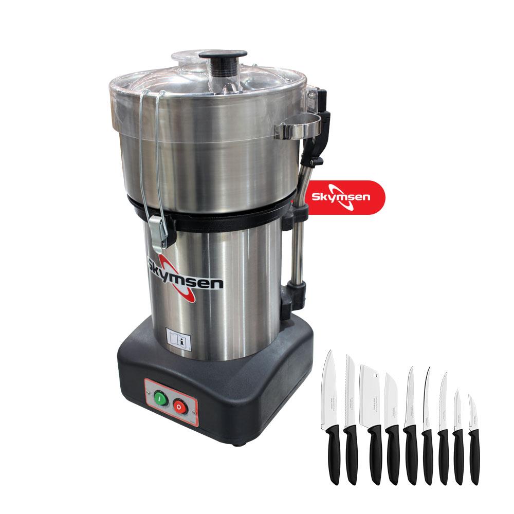 Multiprocessador de Alimentos 4 Litros Cutter Profissional Inox CR-4 220V Skymsen + Jogo de Facas 9 Peças