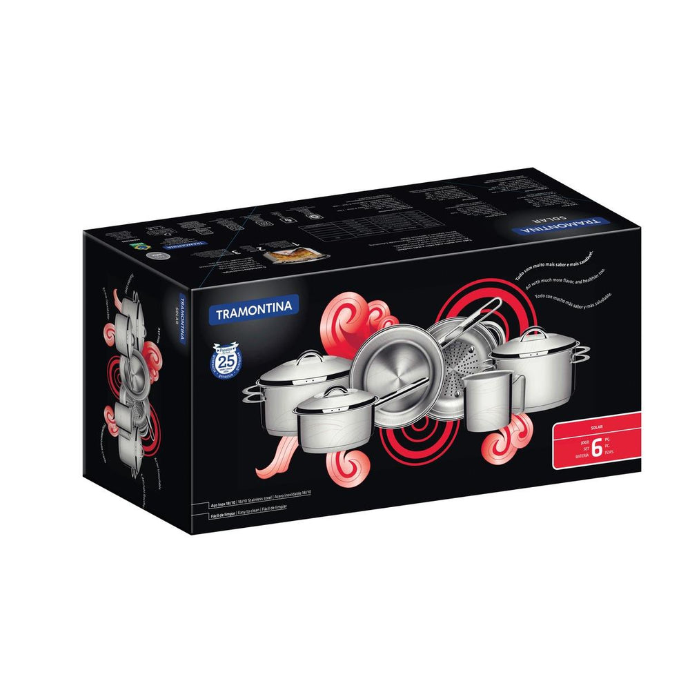 Kit Conjunto de Panealas Inox 6 Pcs Solar + Panela Inox Fundo Triplo Solar 4,7l - Tramontin