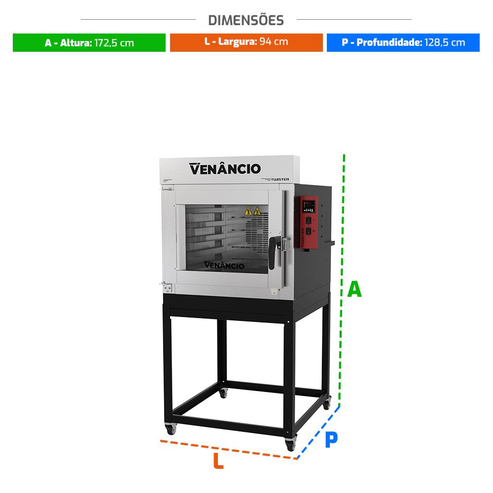 Forno Turbo Elétrico Industrial 5 Esteiras Twister Externo Pintado FVT5EM 220V - Venâncio 57380