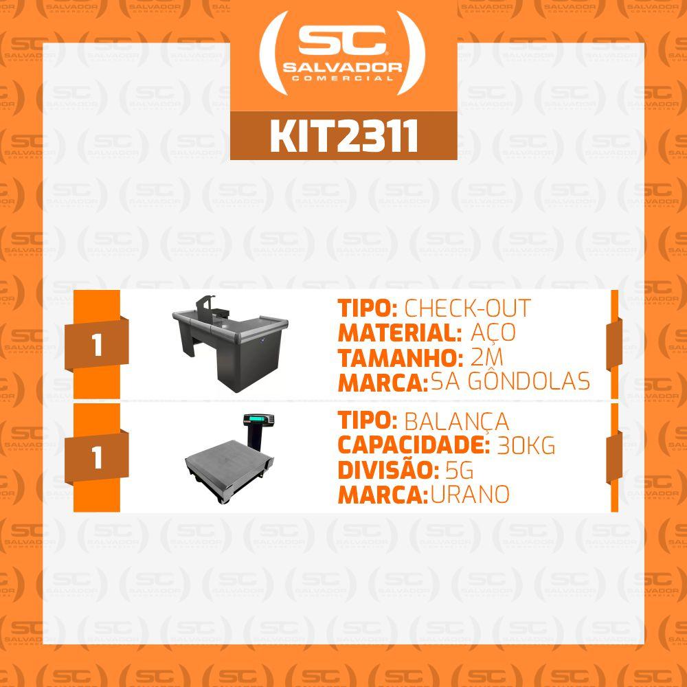 Kit Caixa De Supermercado Empacotador Check-Out Preto 2,00m + Balança Bivolt 30kg Urano