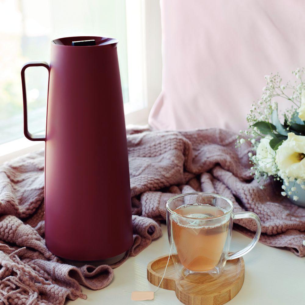 Chaleira Com Apito Roma em Aço Inoxidável 2,7l Brinox e Bule Garrafa Térmica 1l Vermelho Tramontina