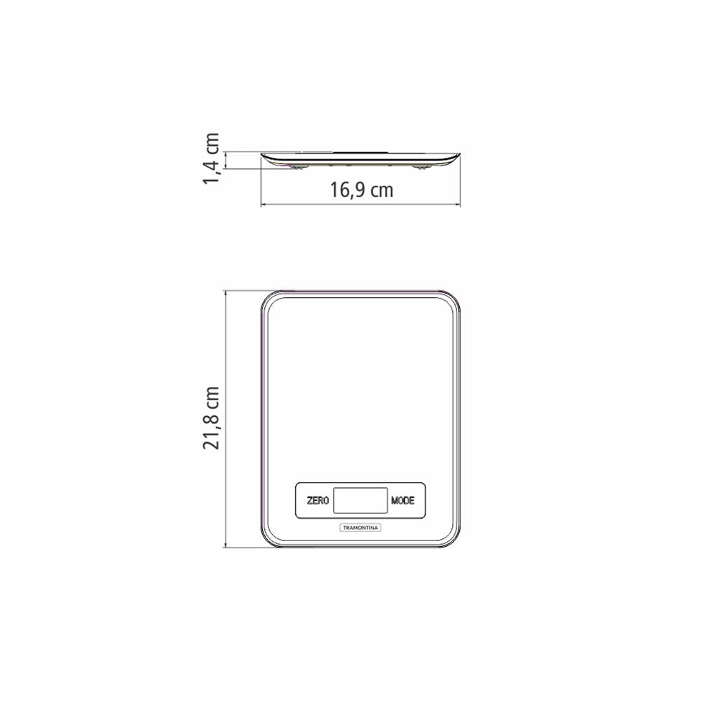 Balança Digital Aço Inox Cozinha Função Tara e Medição de Líquidos Adatto 5kg - Tramontina 61101020