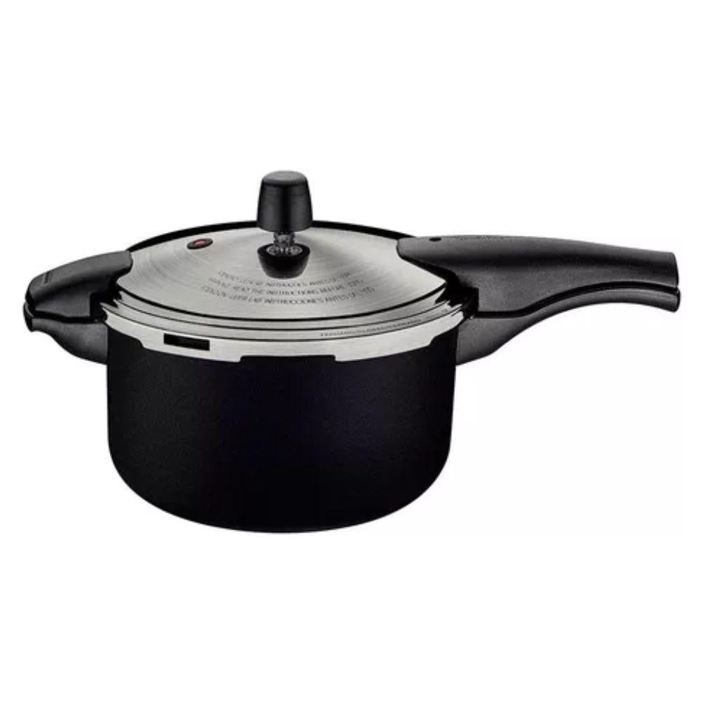 Jogo de Panela Pressão 6l Alumínio Antiaderente Preto Com Amassador Inox e Concha Tramontina
