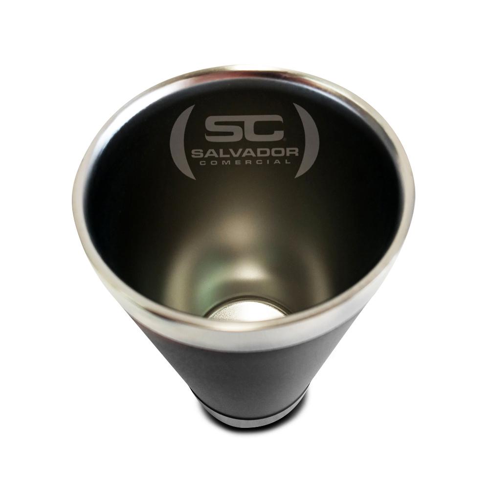 Copo Térmico Para Cerveja Chopp Gelado Em Inox 473ml Cqs 5748 Preto Com Tampa e Abridor - Malta