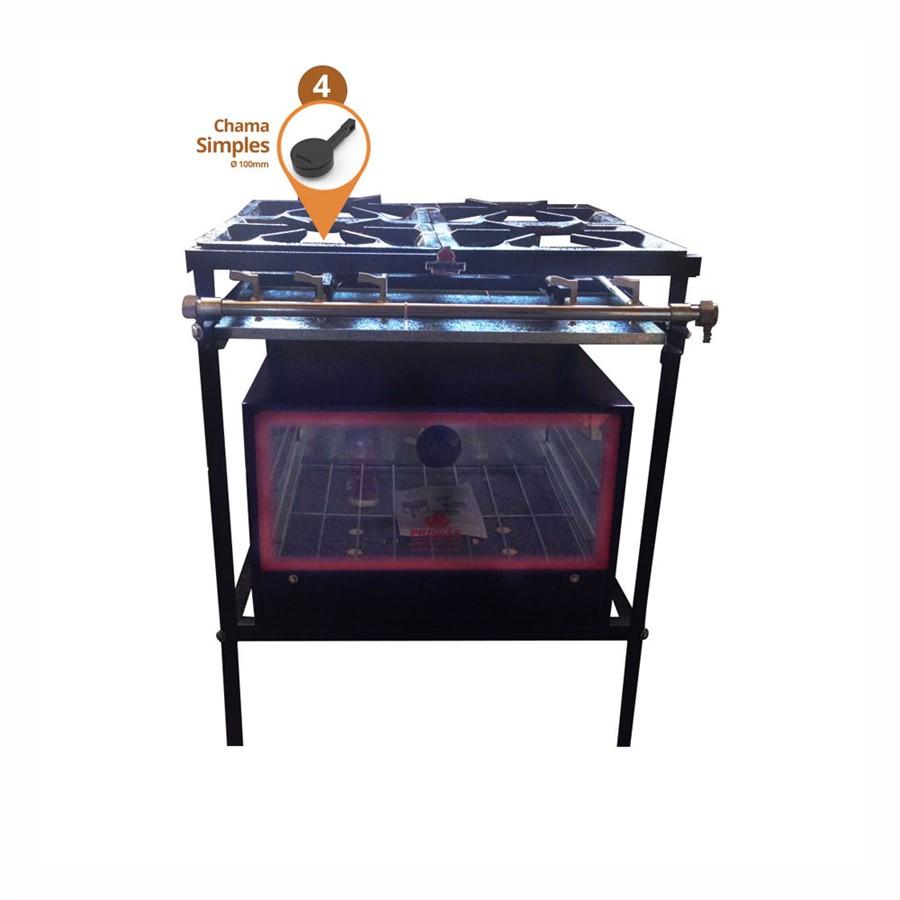 Fogão Industrial 4 Bocas a Gás Baixa Pressão Para Cozinha PM-400 + Forno FSI-500 - Progás