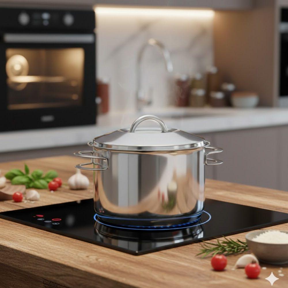 Kit Caçarola Aço Inox Solar 6,1 Litros PIT 2 + Pegador Térmico Moldê em Silicone 35 cm - Tramontina