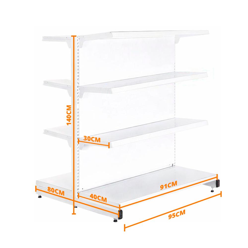 Gôndola Prateleira New Plus 1,40 Central Inicial GCI - SA Gôndolas Porta Etiquetas Branco