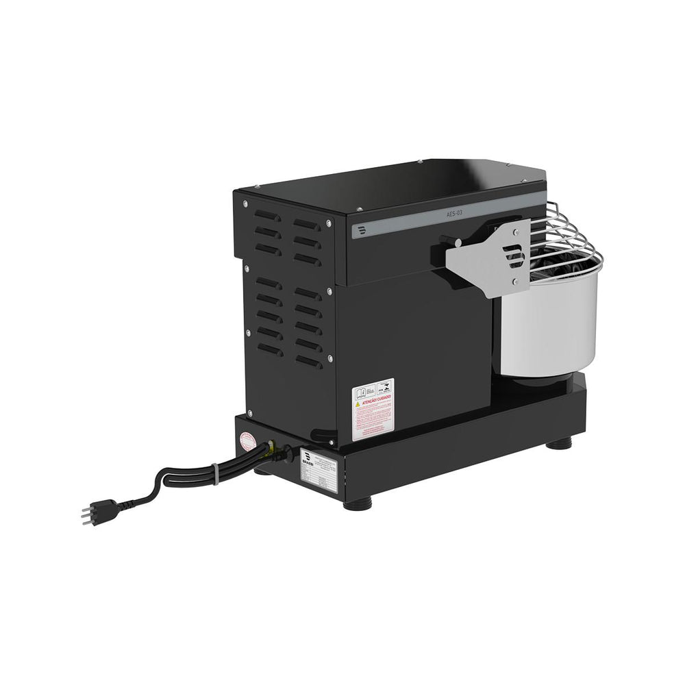 Amassadeira Espiral 3 Kg Masseira Industrial Preta Epóxi 10 Velocidades AES-03 Bivolt - Braesi B18881