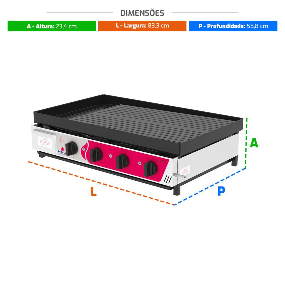 Chapa Char Broiler Profissional Para Lanchonetes a Gás em Aço Inox Escovado Prcb-800 Style - Progás