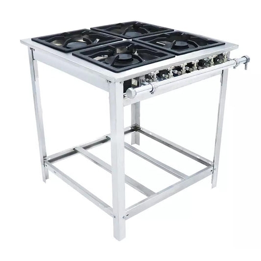 Fogão Industrial Extra Inox a Gás Baixa Pressão 4 Bocas 2 Duplas 30x30 Espera Ei4d2e - Venâncio
