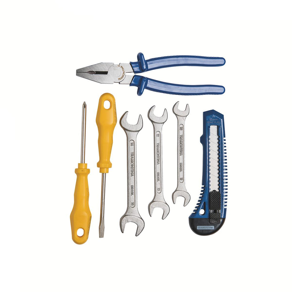Kit Ferramentas Aspirador Compressor Alicate Estilete Chaves Fixas Fenda 9pcs - Tramontina 43411903