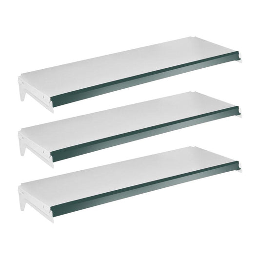 Kit - 3 Bandejas Prateleira 30x91 para Gôndolas New Plus com Porta Etiqueta Verde - SA Gôndolas