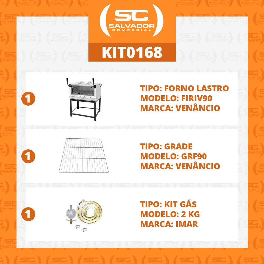 Kit Forno De Lastro a Gás Refratário Roma Inox Infravermelho FIRIV90 + Grade Extra + Kit Gás 2kg