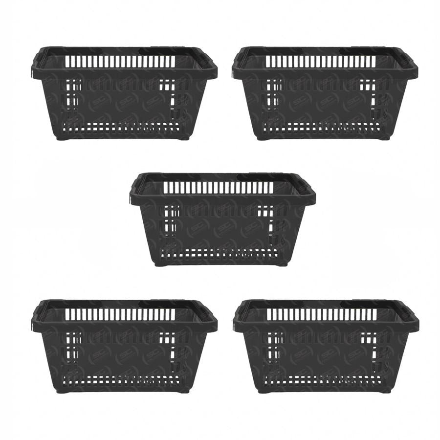 Kit - 5 Cestos Compras Plástica D100 Cód. 3000 Preto - Della Plast
