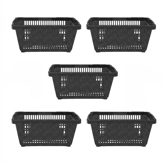 Kit - 5 Cestos Compras Plástica D100 Cód. 3000 Preto - Della Plast