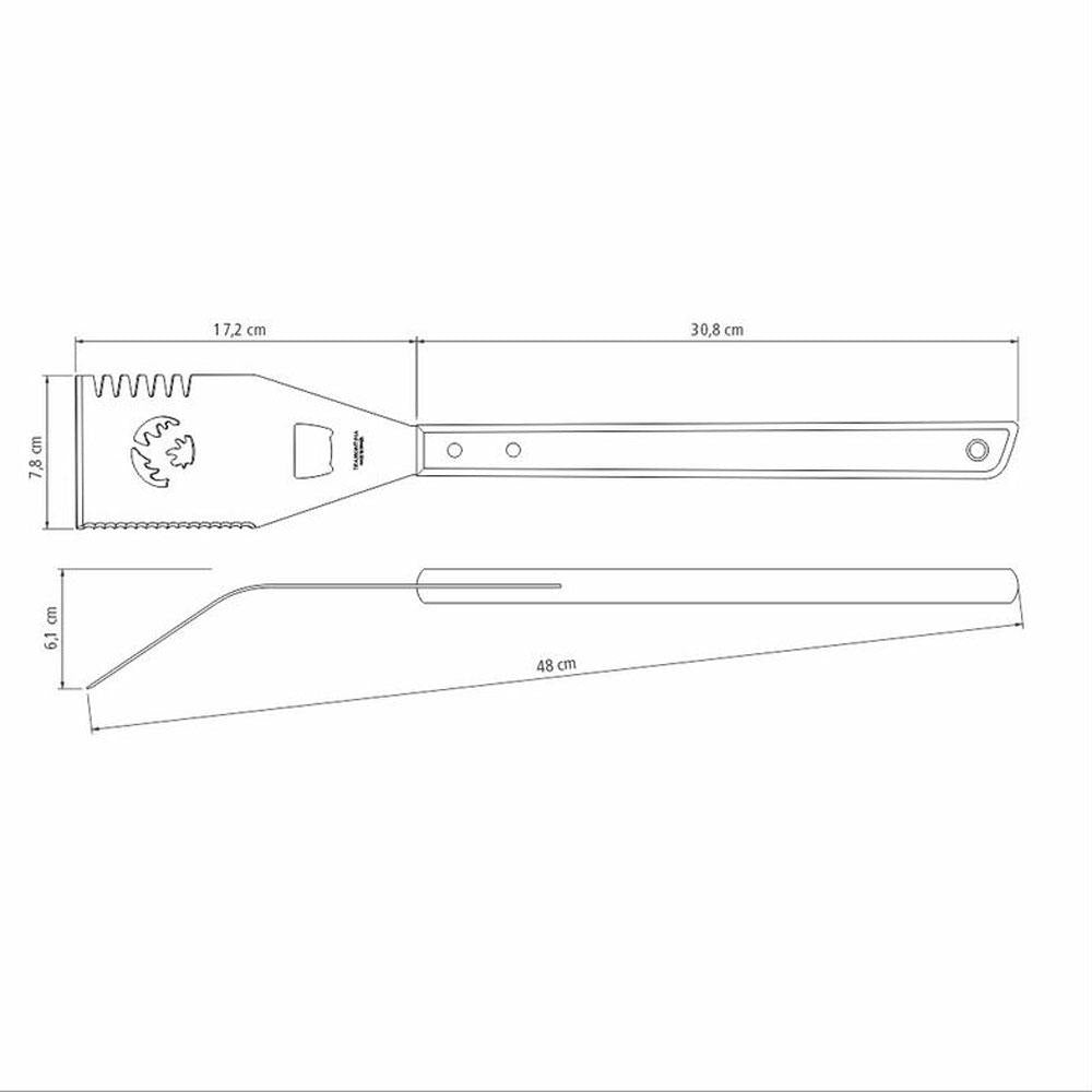 Espátula Multifuncional com Serrilha Churrasco Em Aço Inox e Cabo de Madeira 48cm ECI2 - Tramontina