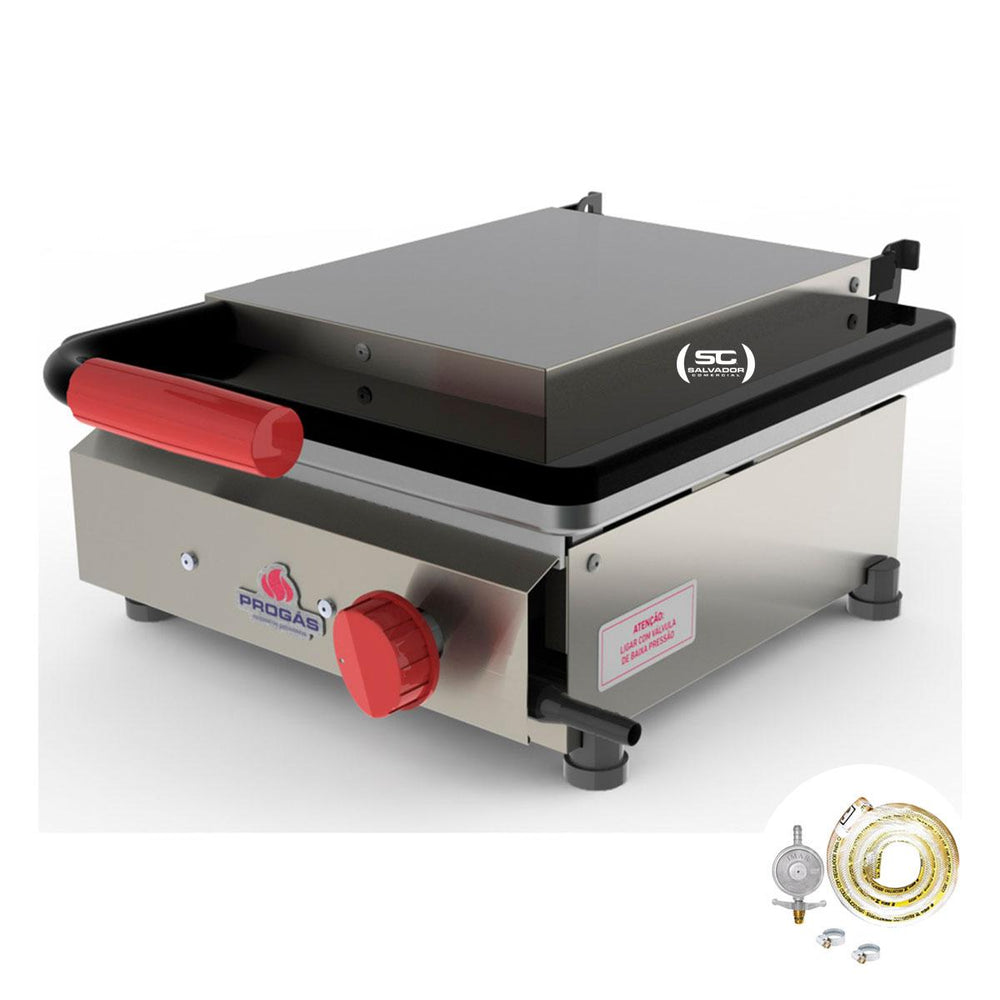 Kit Chapa Sanduicheira a Gás Prensa Profissional Grill PR-350G + Kit Gás - Progás
