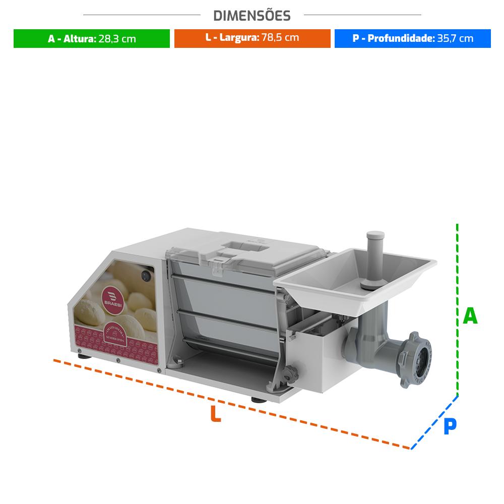 Amassadeira Semirrápida 3 Kg Conjugada 4x1 Cilindro Extrusor Moedor AELI-310 G2 127V - Braesi B18639