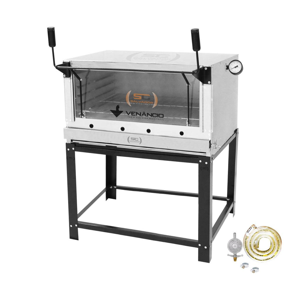 Kit Forno De Lastro a Gás Refratário Roma Inox FIRI90 + Kit Gás - Venâncio
