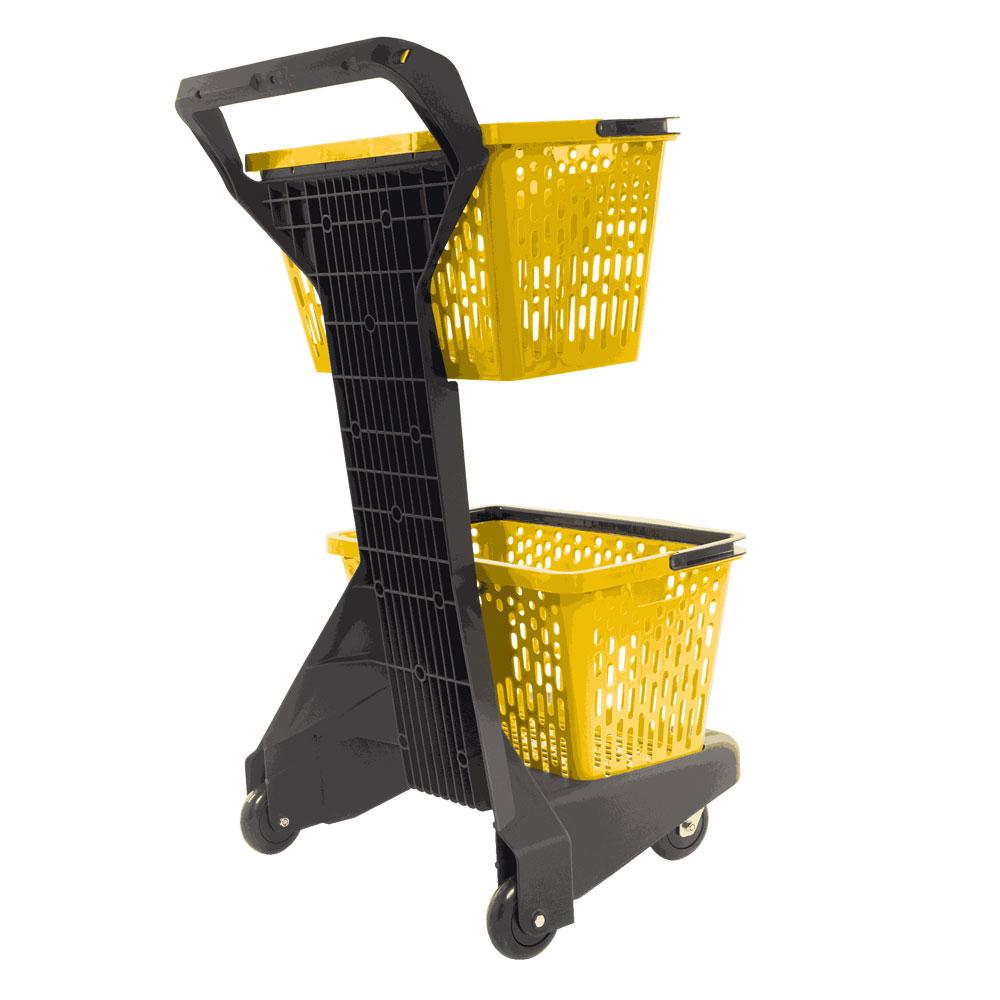 Carrinho De Compras Preto Com Cestos 12kg Removíveis Amarelo D-500 - Dellaplast