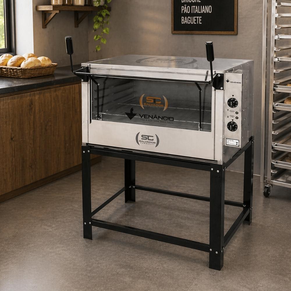 Forno Elétrico Industrial Refratária Roma Inox Feri90 220v + 2 Grades Extra + pá Pizza - Venâncio
