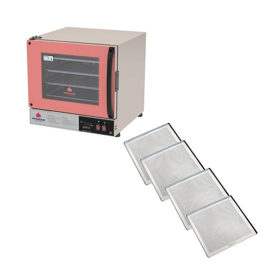 KIT - Forno Turbo Elétrico PRP-004 Plus 127V Rosa + 4 Assadeiras - Progás