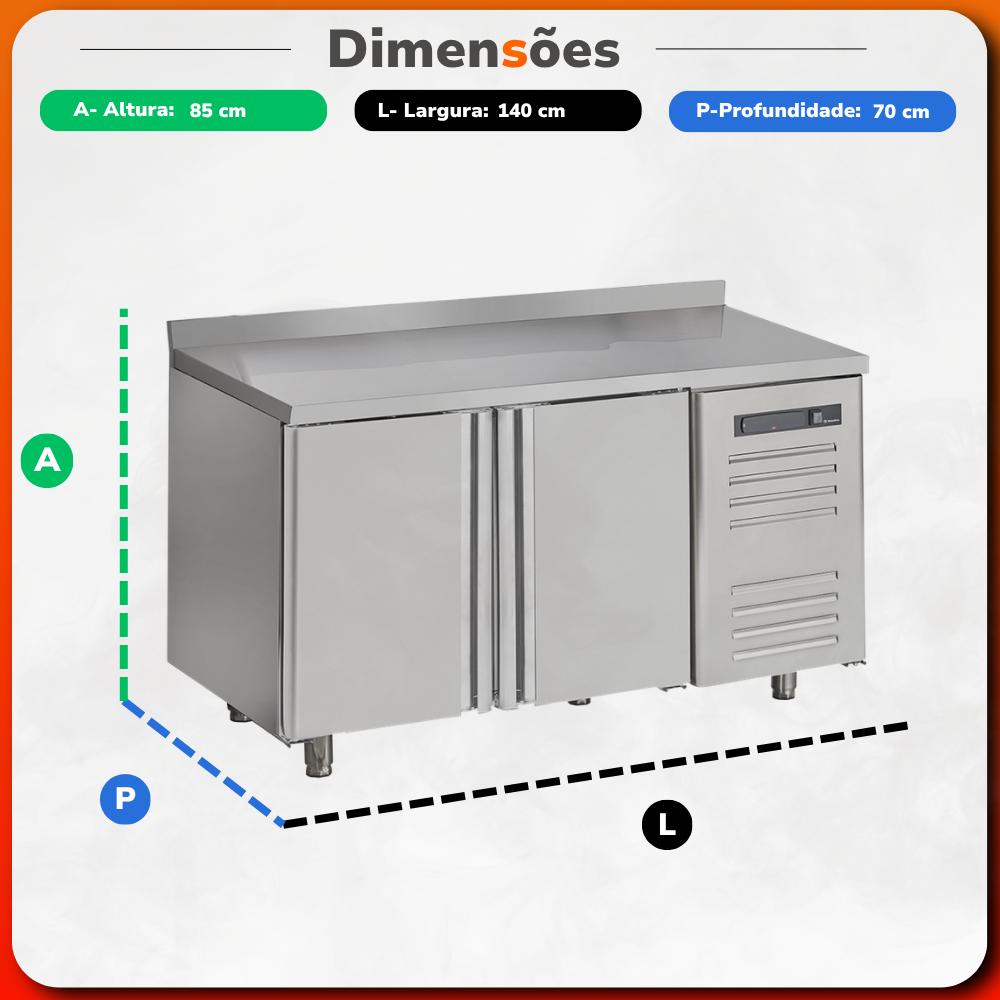 Balcão Refrigerado Inox G250 278L  -1°c a +5°c 220v - Metalfrio