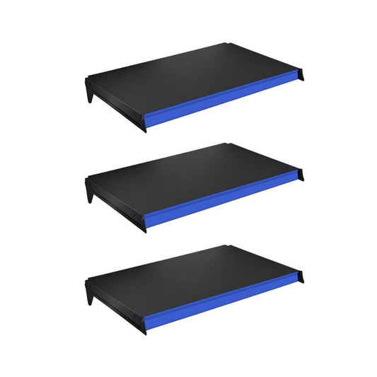 Kit 3 Bandejas Prateleiras 40x73 P/gôndola New Plus Preta Porta Etiquetas Azul - SA Gôndolas