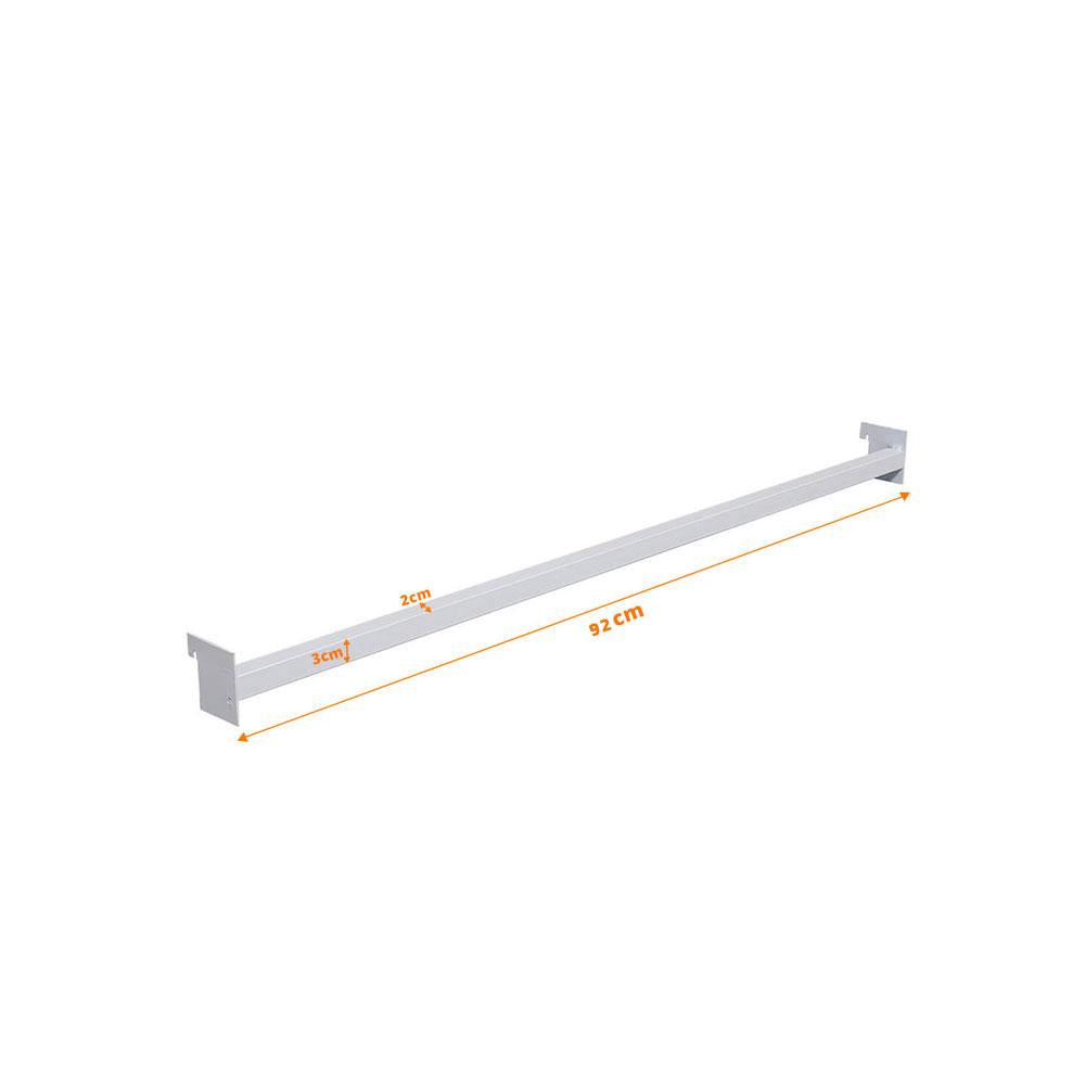 Conjunto 2 Réguas 92cm e 12 Ganchos Simples 30cm Para Gôndolas Premium Flex Branco - Amapá