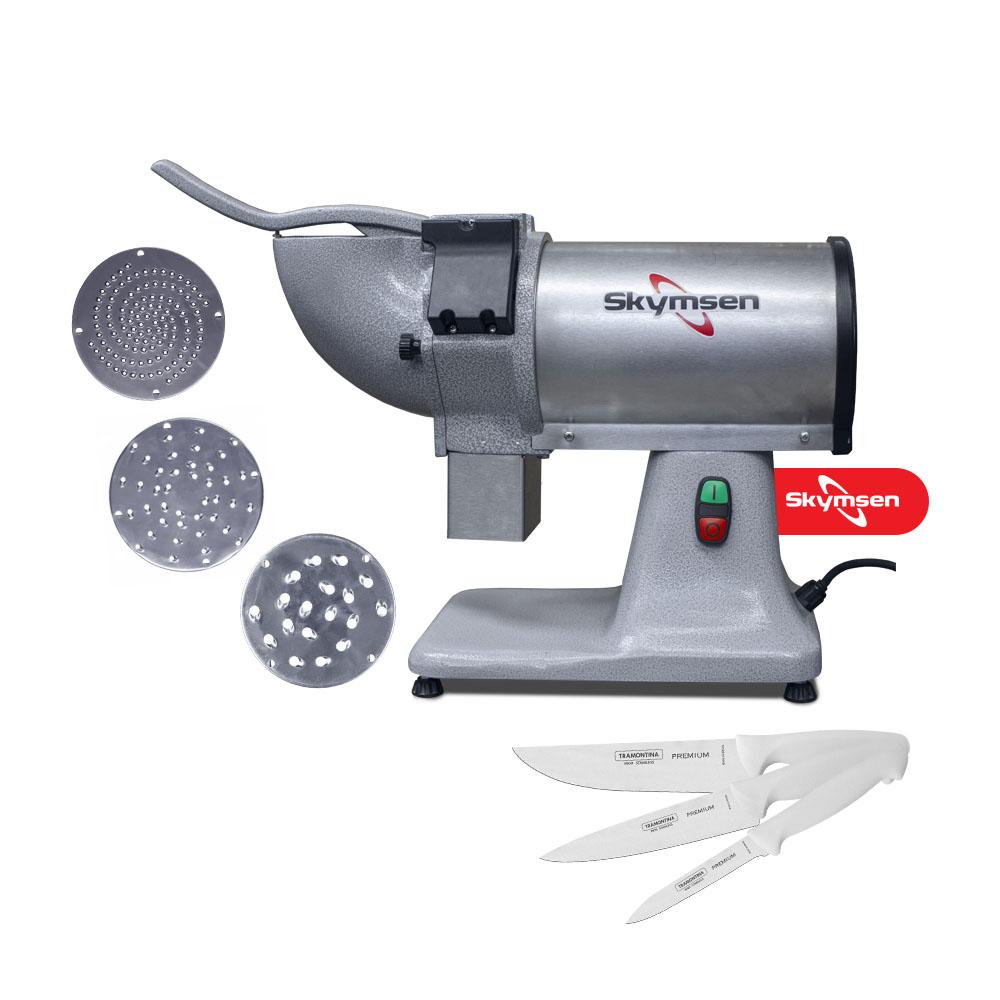 Ralador De Queijo e Coco Elétrico 0,5 CV Desfiador 3 Discos RQC 127V Skymsen + 3 Facas Premium