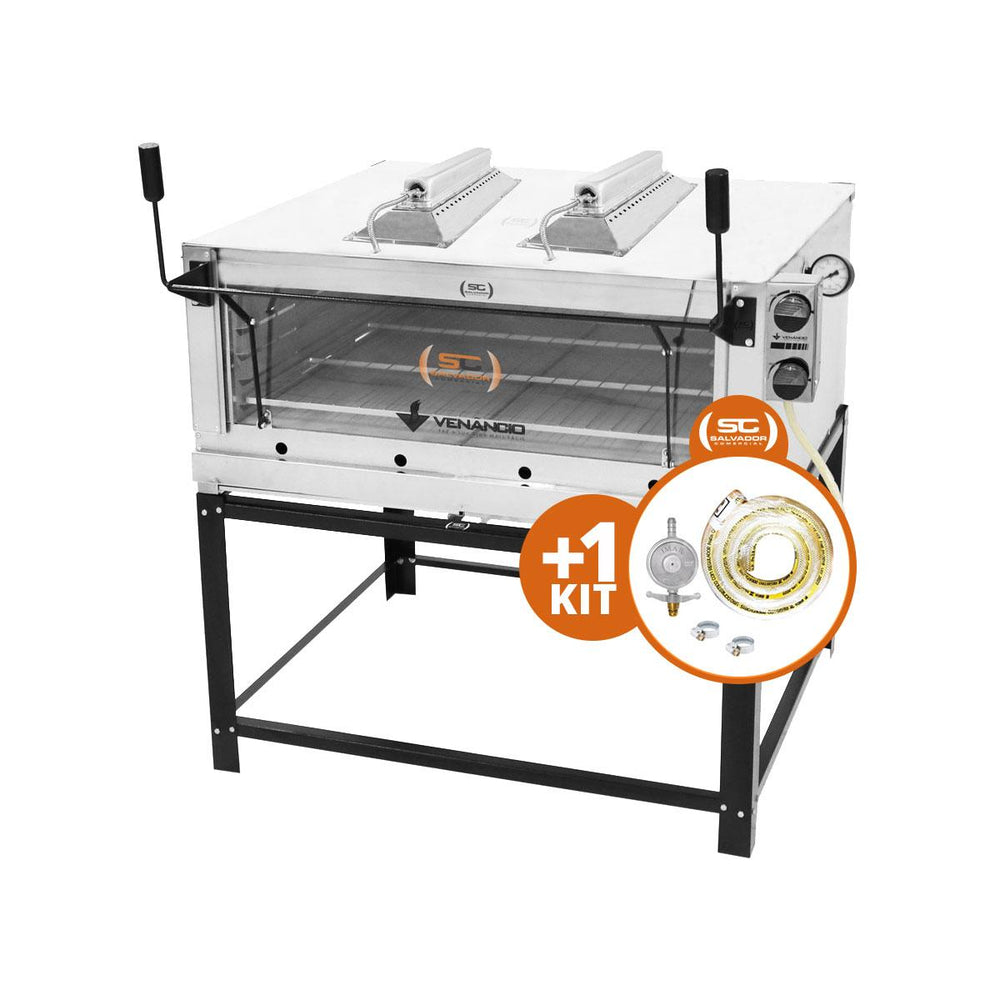 Kit Forno De Lastro a Gás Refratário Roma Inox Infravermelho FIRIV110 + Kit Gás 2kg - Venâncio