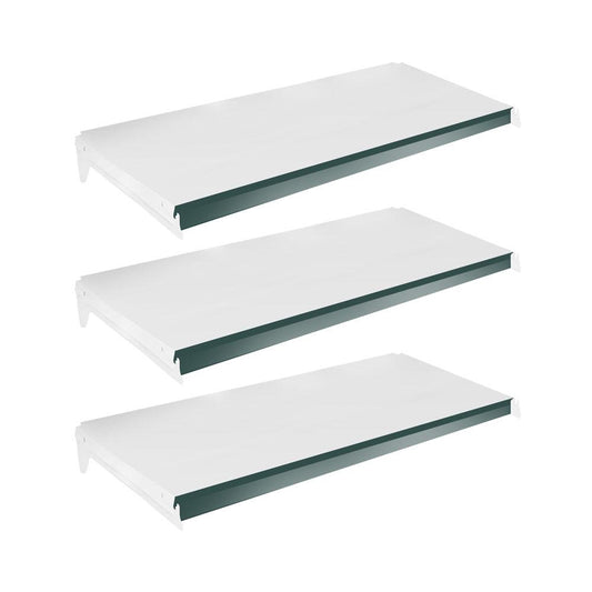 Kit 3 Bandejas Prateleiras 40x91 Para Gôndolas New Plus Com Porta Etiquetas Verde - SA Gôndolas