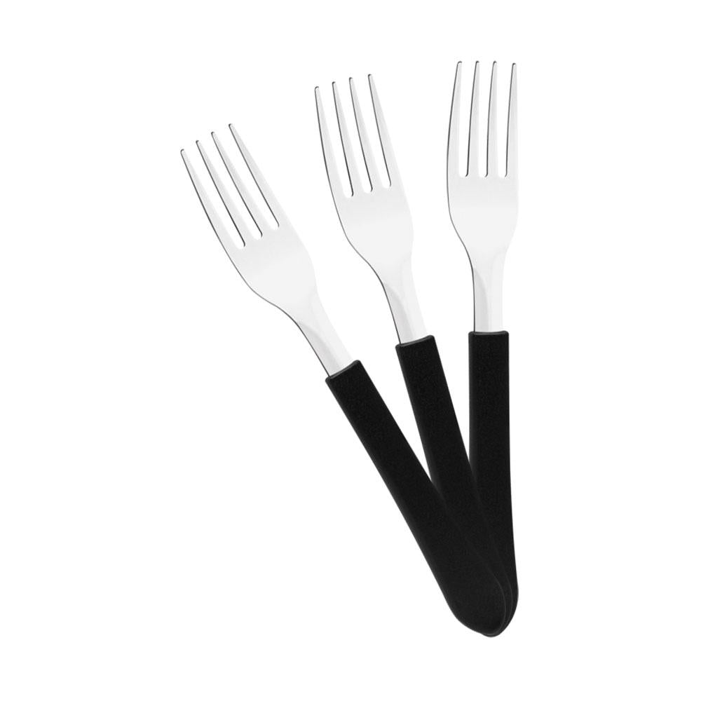 Kit 6 Garfos de Mesa Leme com Lâmina em Aço Inox Cabo Preto GPBAG - Tramontina