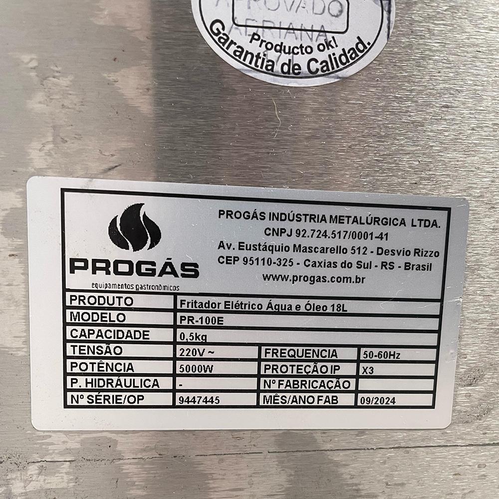 Semi - Fritador Profissional Tacho de Fritura de Mesa Água e Óleo 220V 18L PR100E  Progás