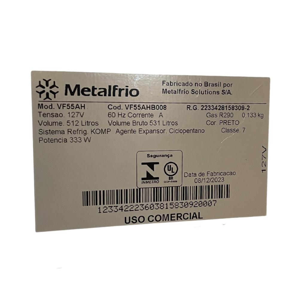 SEMINOVO - Freezer Conservador Vertical Dupla Ação Porta de Vidro 512 Litros Vf55AH All Black 127v - Metalfrio