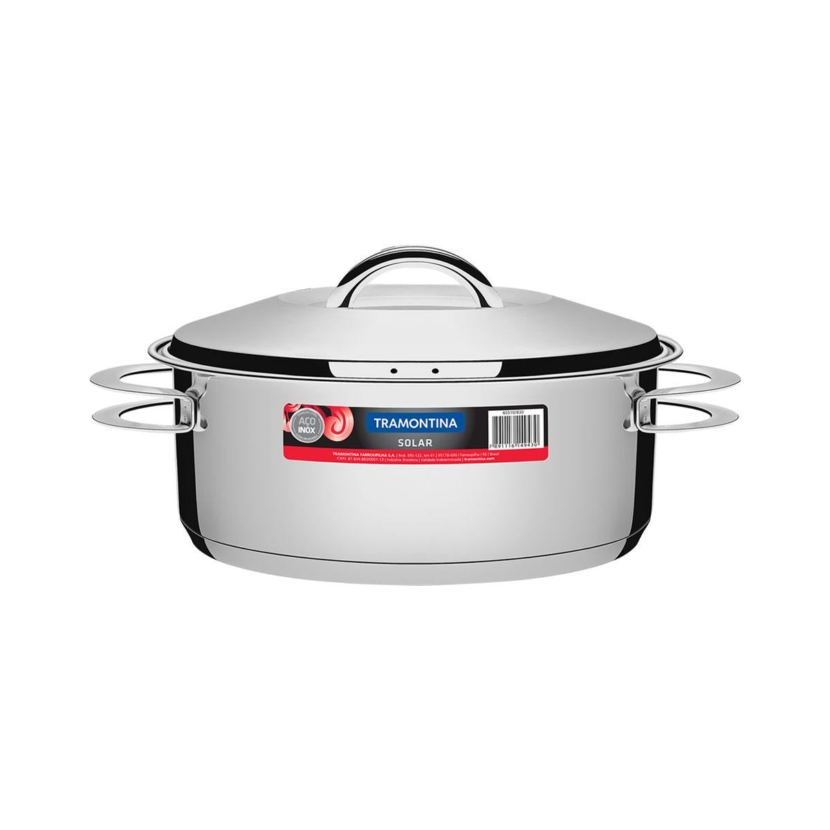 Caçarola Em Aço Inox Fundo Triplo Linha Solar 7,1 Litros Pit 3 - Tramontina