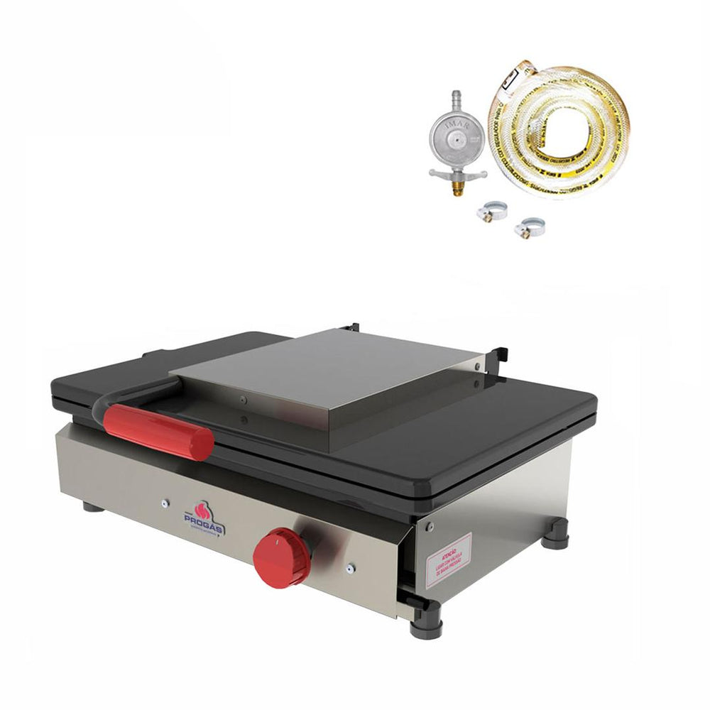 Kit Chapa Sanduicheira a Gás Com Prensa Profissional Grill PR-500G + Kit Gás - Progás