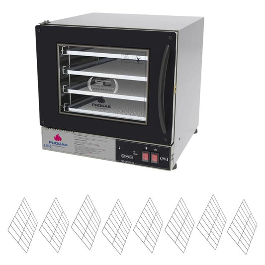 Kit Forno Turbo Elétrico Profissional Digital Prp-004 Plus 127v Preto + 8 Grades - Progás