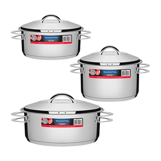 Kit Jogo de Panelas Solar 3 Pçs Inox Pit 1, 2, 3 - Tramontina