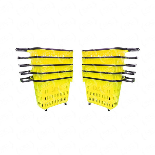 Kit - 10 Cestos Grande Com Rodízio D300 Cód. 3300 Amarelo - Della Plast