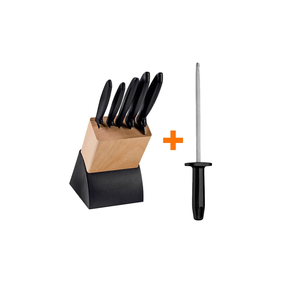 Kit - Faqueiro Plenus 6 Peças + 1 Chaira Estriada 8 Pol Ultracorte - Tramontina