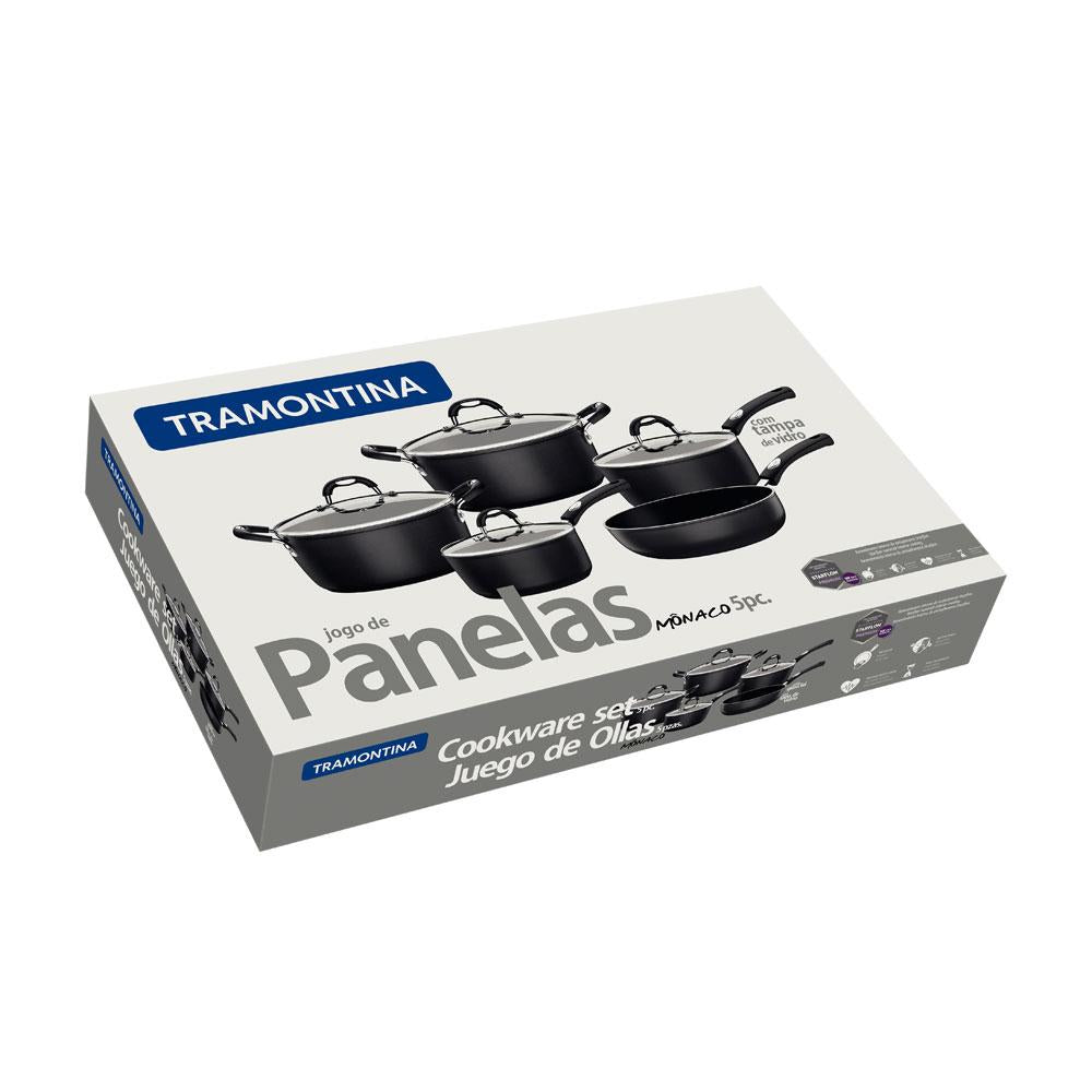 Jogo de Panelas Mônaco Em Alumínio Revestimento Antiaderente Starflon Preto 5 Peças - Tramontina 20899050