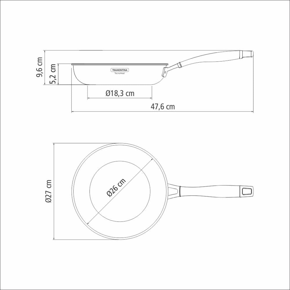 Frigideira Grano 26cm Aço Inox Triplo e Revestimento Interno Cerâmico Grafite - Tramontina 62155266