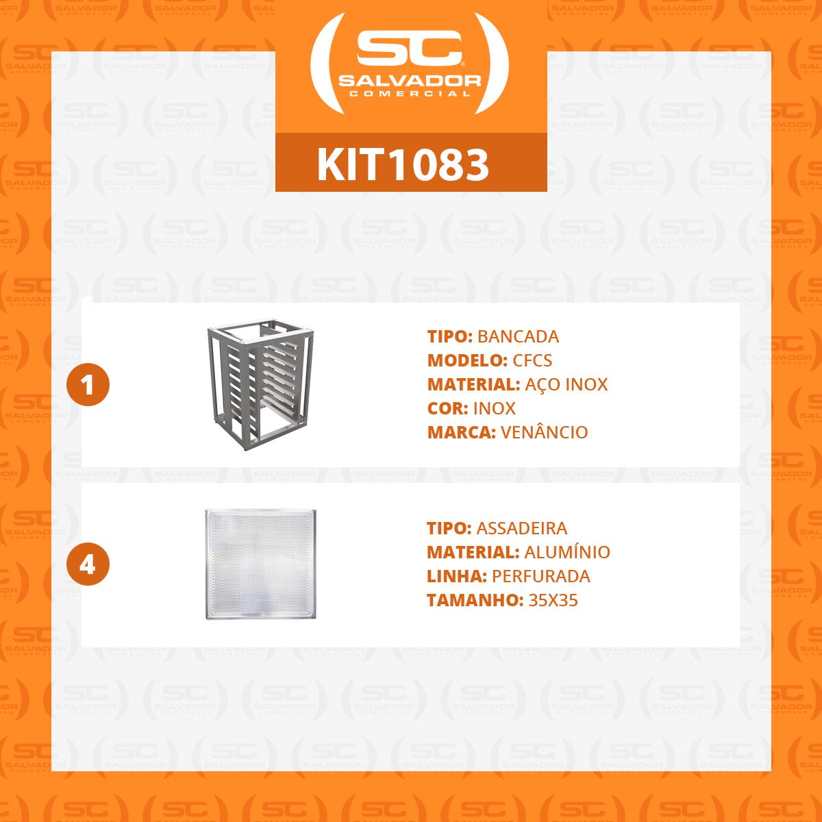 KIT - Mesa Bancada Cavalete de Apoio 8 Níveis CFCS Inox + 4 Assadeiras 35x35 - Venâncio