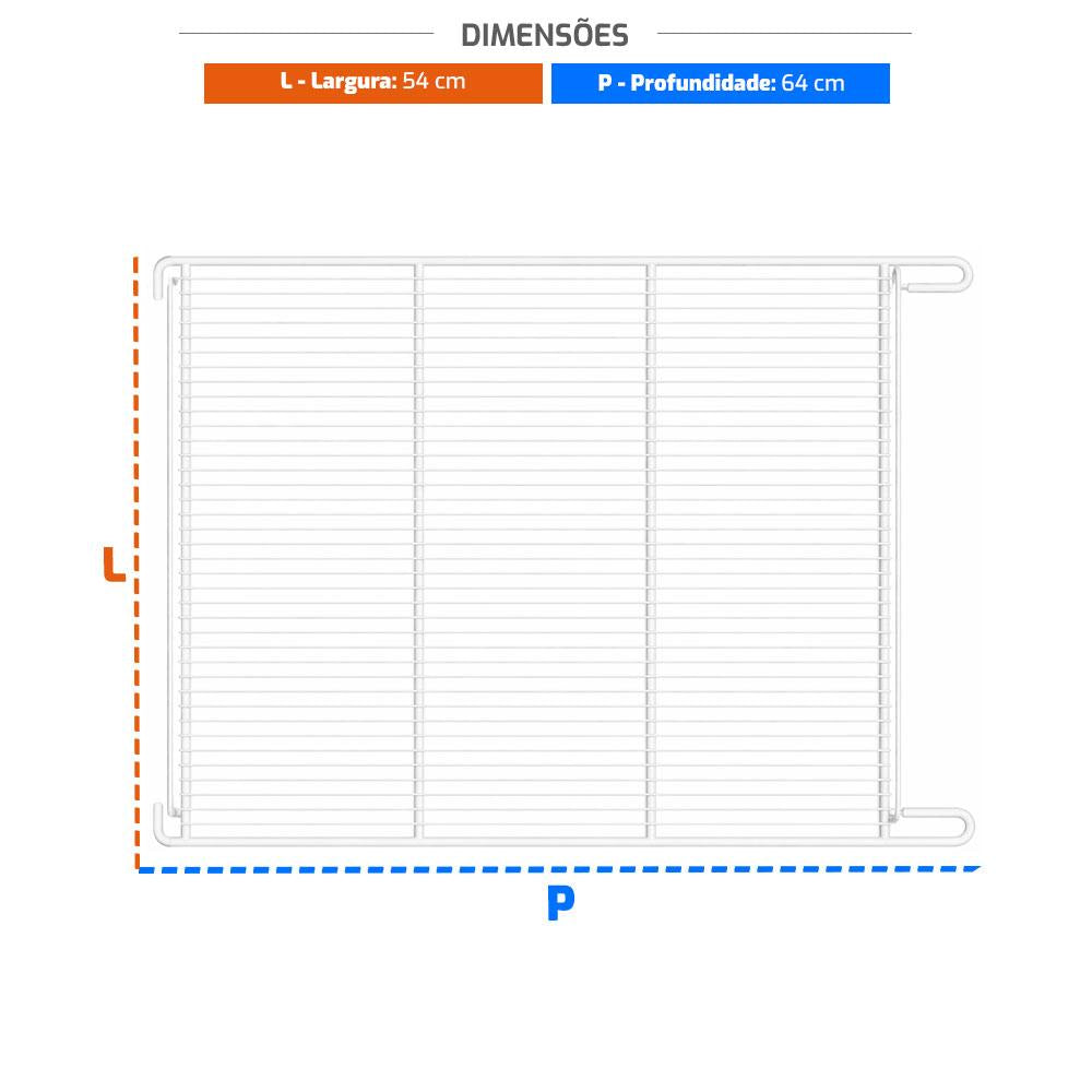 Kit 2 Grades Prateleiras VF55 Branca 64x54 Tanque Cremalheira + Ganchos - Metalfrio