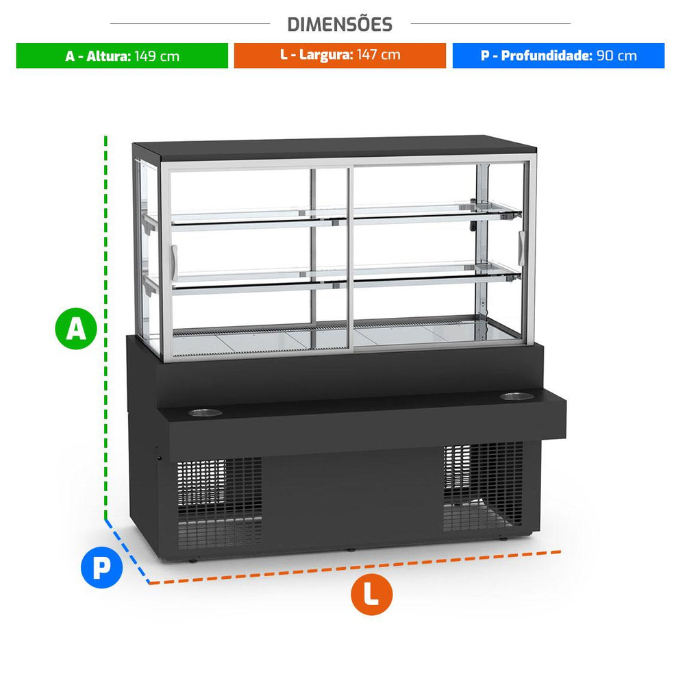 Vitrine Titanium Premium Seca Self Service 147cm VTPRSSS 2P 1500 220v - Refrimate