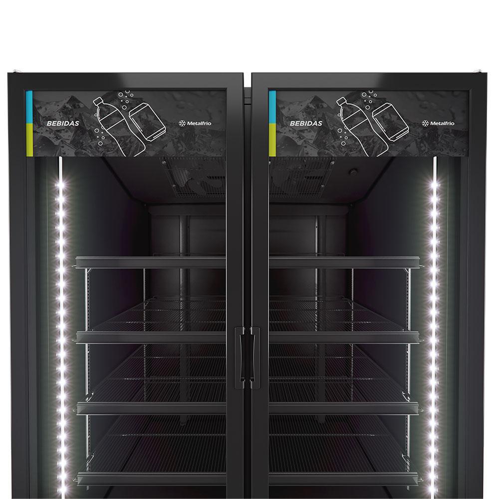 Refrigerador Expositor Vertical Bebidas Duas Portas Vidro 1164/1257l Vbm3ah All Black 220v - Metalfrio