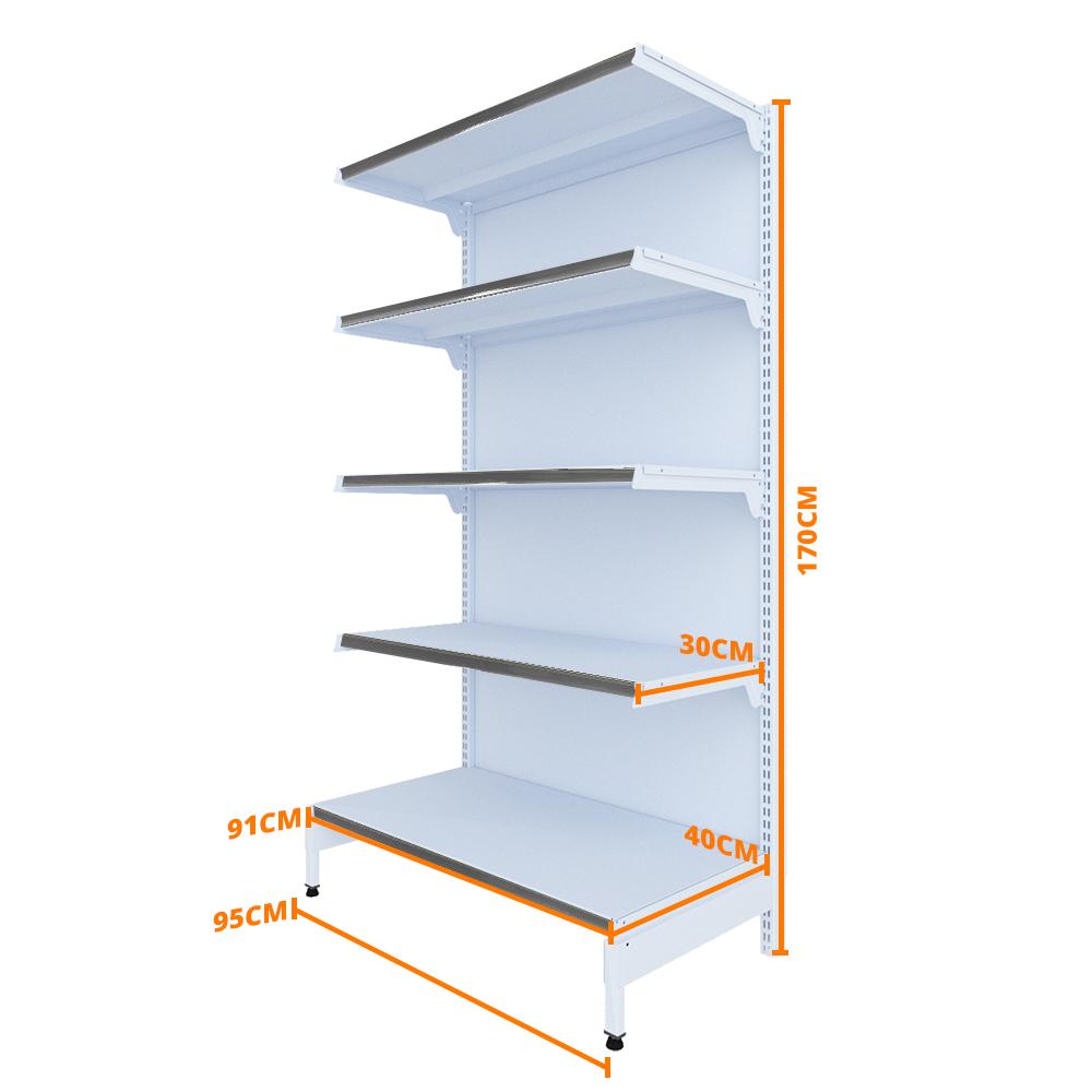 Gôndola Prateleira New Plus 1,70 Ponta GP - Sa Gôndolas Porta Etiquetas Cinza