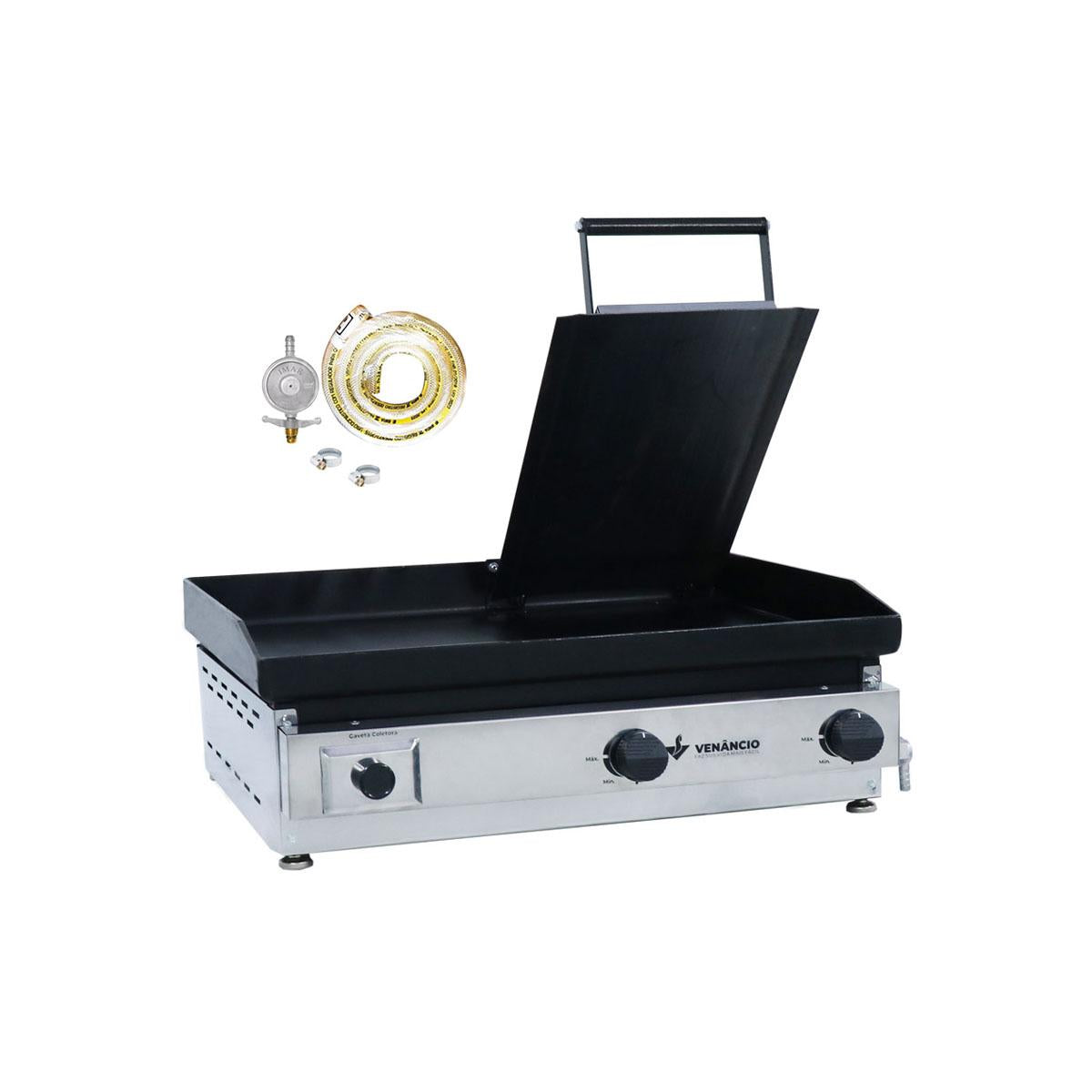 Kit - Chapa Gás Inox 65 Cm C65p Com Prensa + Kit Gás - Venâncio