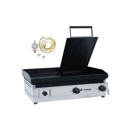 Kit - Chapa Gás Inox 65 Cm C65p Com Prensa + Kit Gás - Venâncio